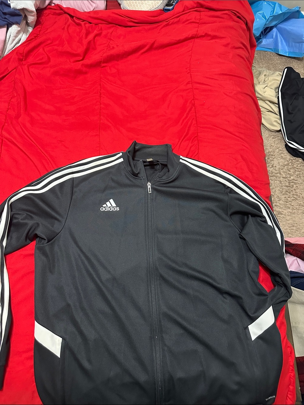 adidas Black Lightweight Track Jacket with White Stripe Accents